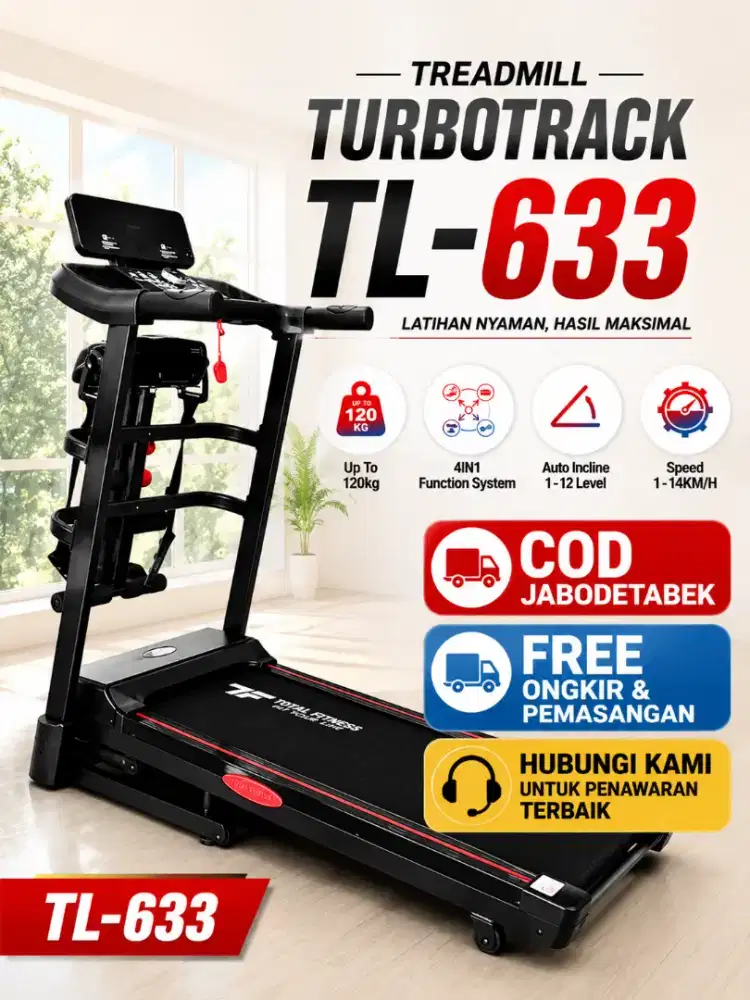 Treadmill Total Fitness TL-633 Auto Incline 1–12 Level | Max 120 Kg
