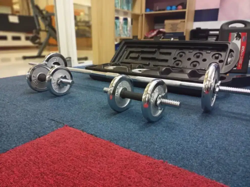 DUMBELL SET 50 KG BESI CROM ALAT FITNESS BARU COD