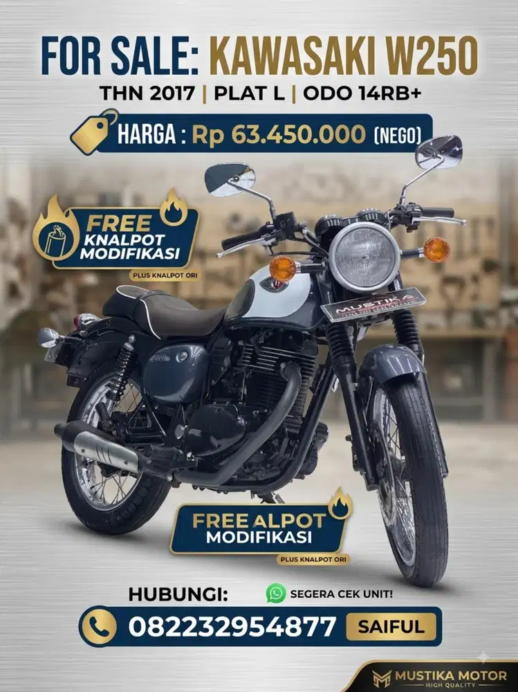 Perfect Condition!!Kawasaki W250 Limited 2017 Plat L Mulus-Mustika