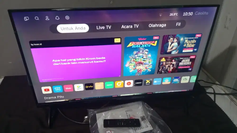 Tv led coocaa smart digital 2k 32inchi likenew