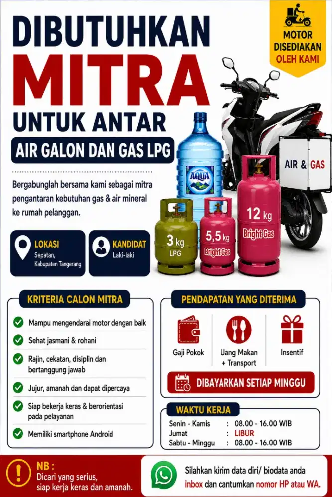 Mitra Pengantar Air Galon dan Gas LPG 3 kg/ 5.5 kg/ 12 kg