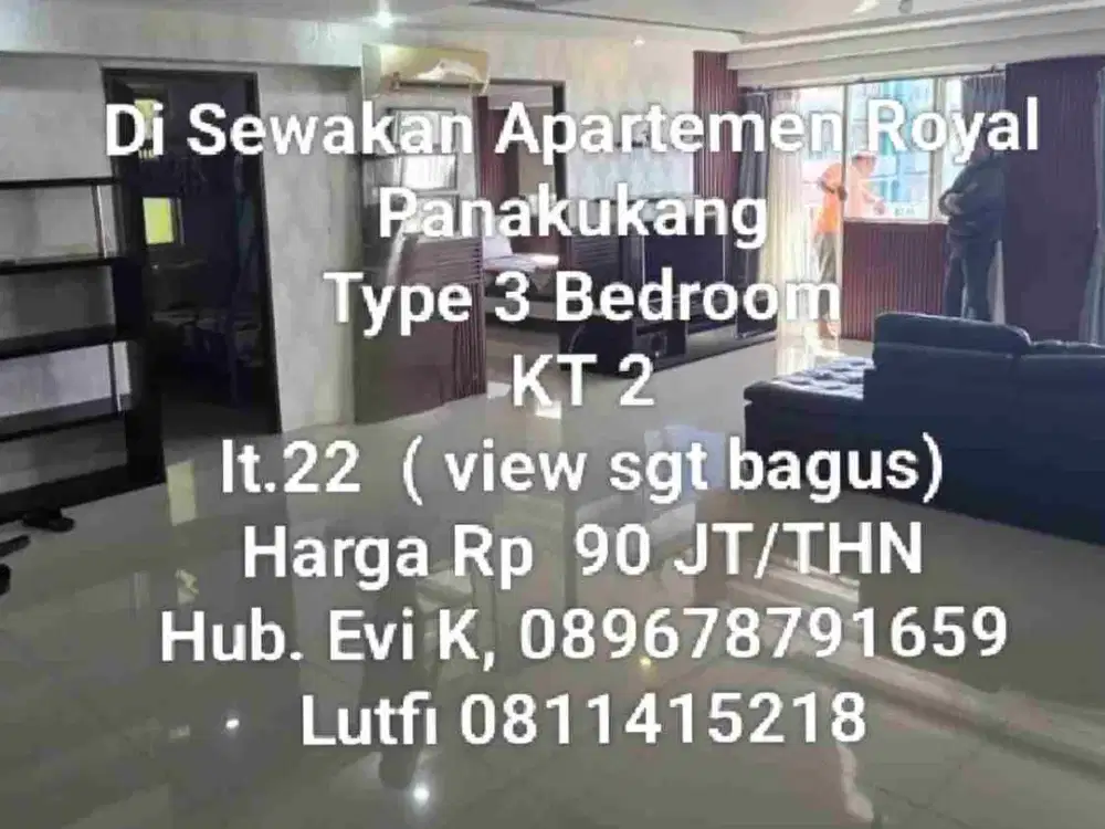 Di Sewakan apartemen Royal, Panakukang Mas, Mks.