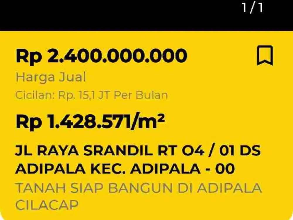 Tanah di Jual Di Adipala