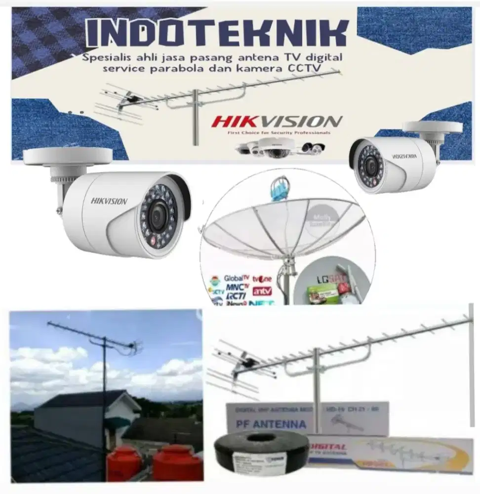 Ahli jasa pasang antena TV digital service parabola dan camera CCTV