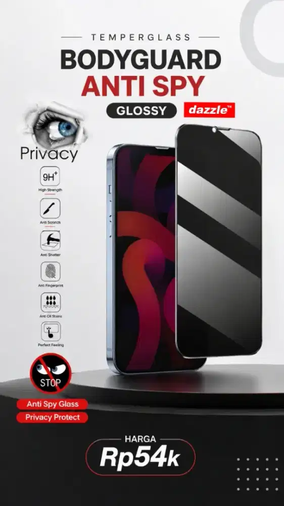 Temperglass Bodyguard Anti Spy Glossy
