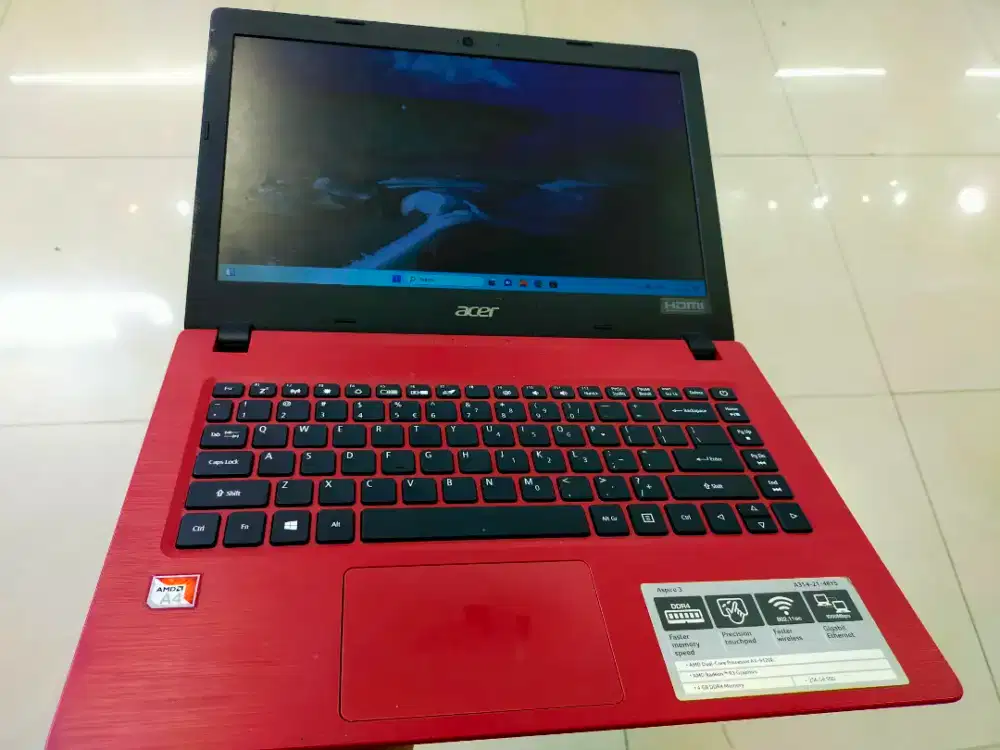 Dijual laptop Acer Aspire Slim A314-21 AMD A4-9125 Ram 4GB SSD 256GB