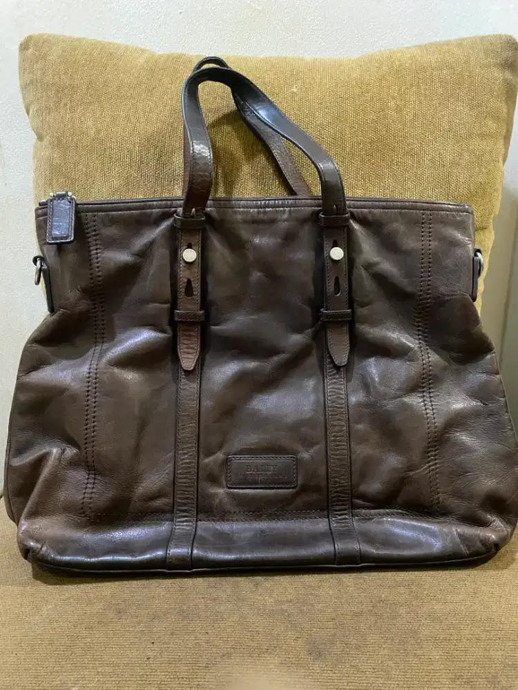 Totebag bally brown leather original w/o strap sale net price