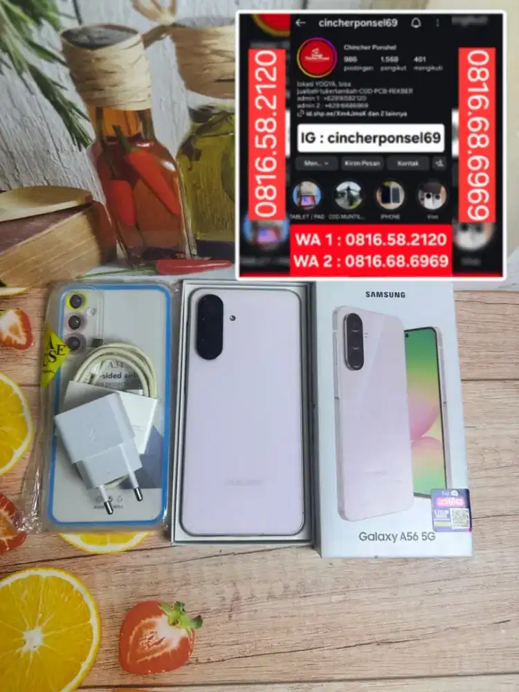 Jual hp SAMSUNG A56 5g 12/256 likenew istimewa grns on free adaptor