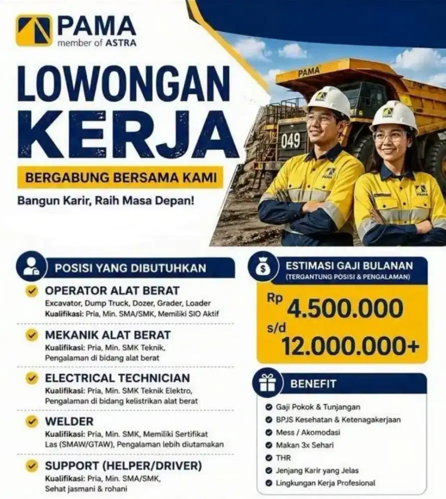 Lowongan Kerja Pertambangan Pama UT