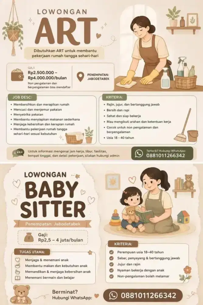Lowongan art dan babysitter