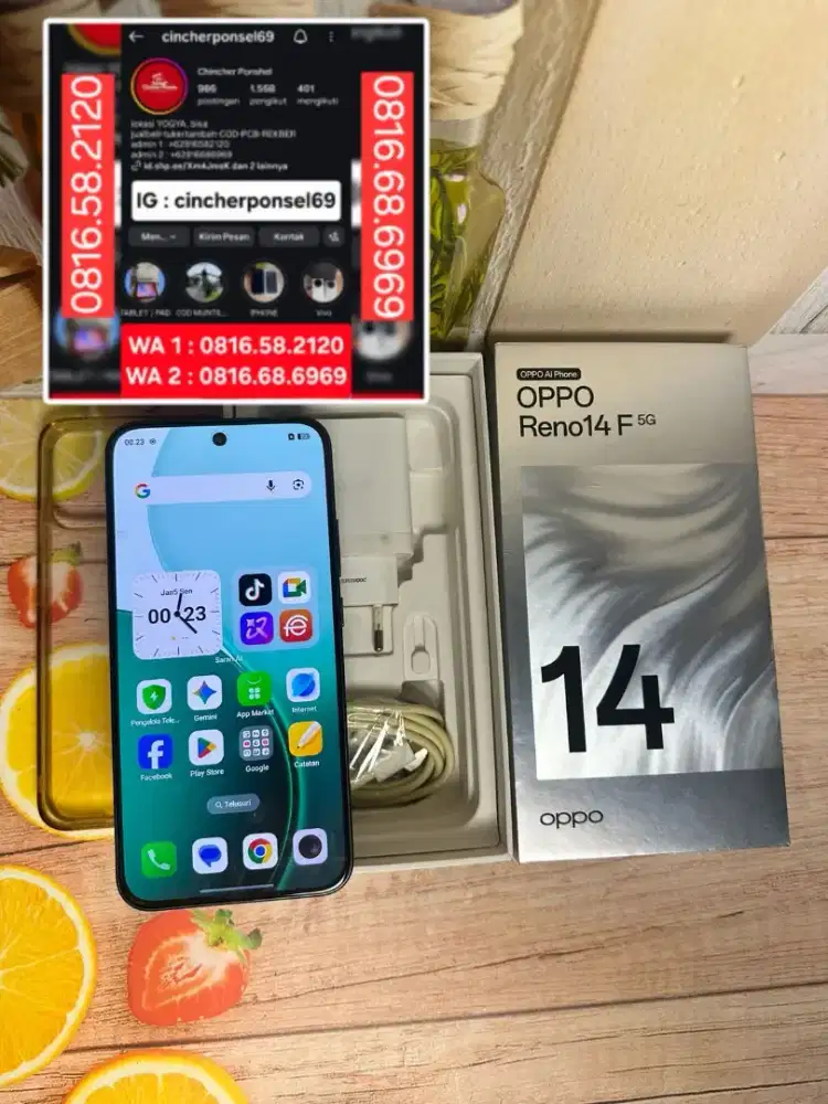 Jual hp oppo reno 14f 5g 12/256 likenew istimewa grns resmi 11 2026