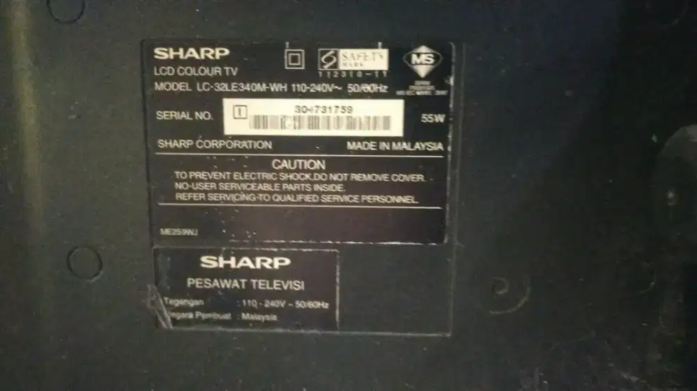 TV SHARP 32 INCH DIGITAL KONDISI RUSAK