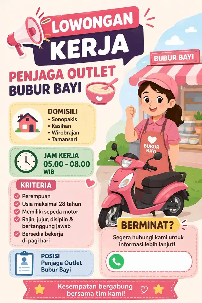 LOWONGAN KERJA PENJAGA OUTLET BUBUR BAYI