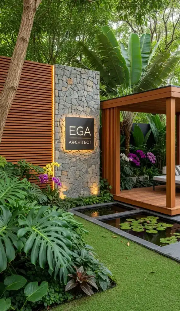 Taman outdoor jasa arsitek bangunan modern