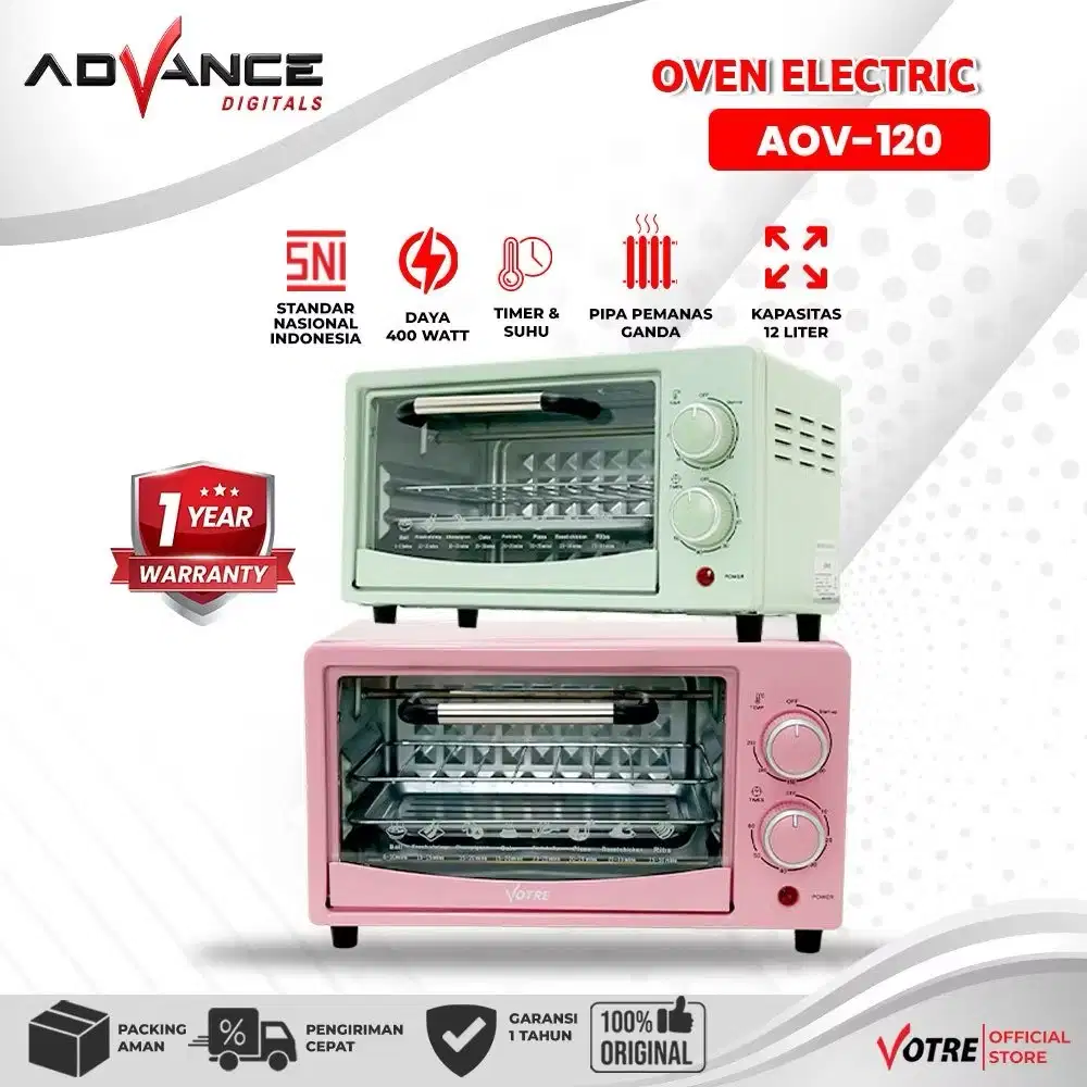 ADVANCE Oven V-120 Baru 12L Low Watt Kontrol Tombol Ganda Galvanis 400