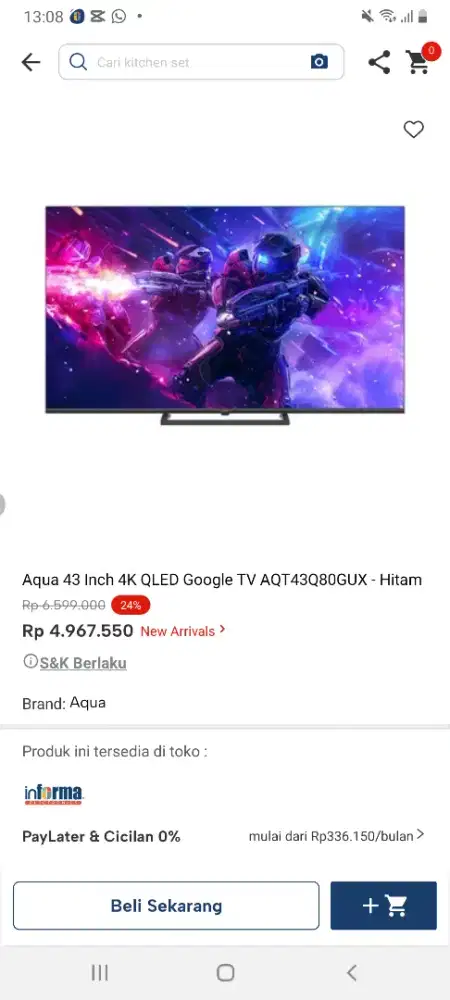 Aqua google tv 43inch qled
