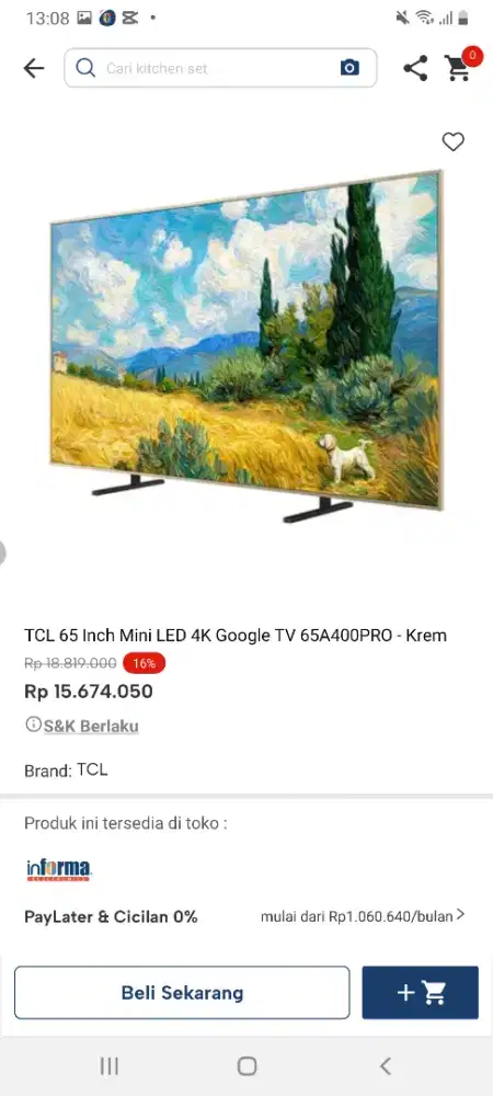 Tcl 65inch miniled google tv