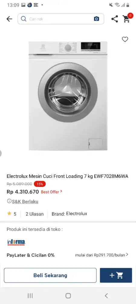 Electrolux mesin cuci 7kg