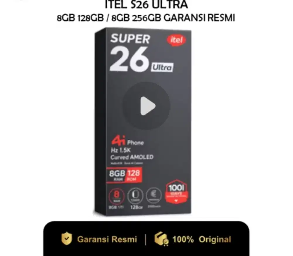 ITEL S26 ULTRA RAM 8GB/128GB | GARANSI RESMI BISA COD FREE