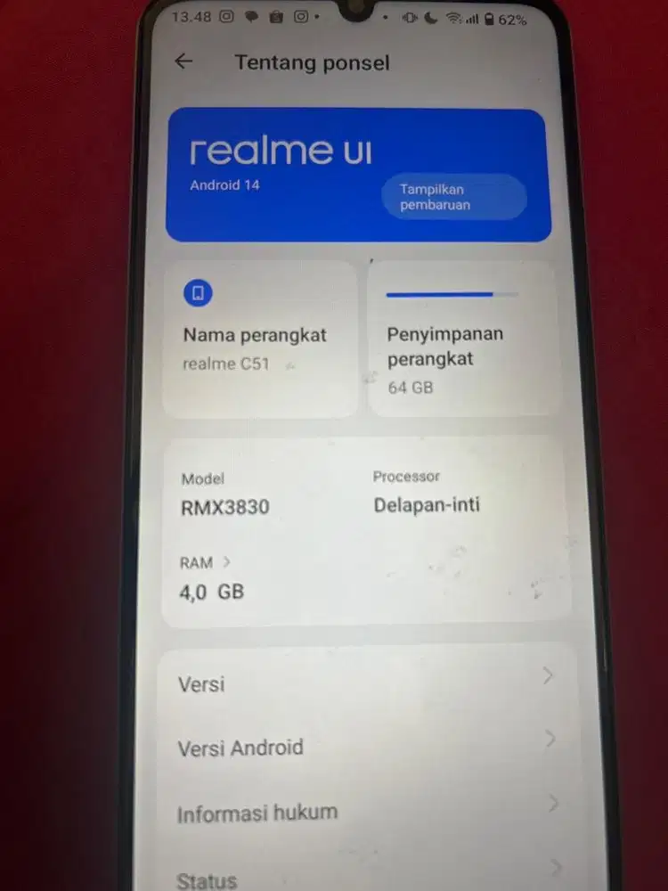 Realme C51 ram 4 rom 64