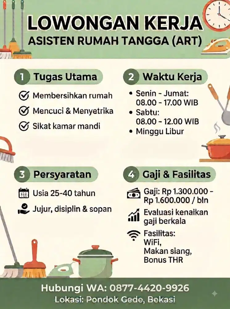 Lowongan Kerja ART PP (Pulang-Pergi)