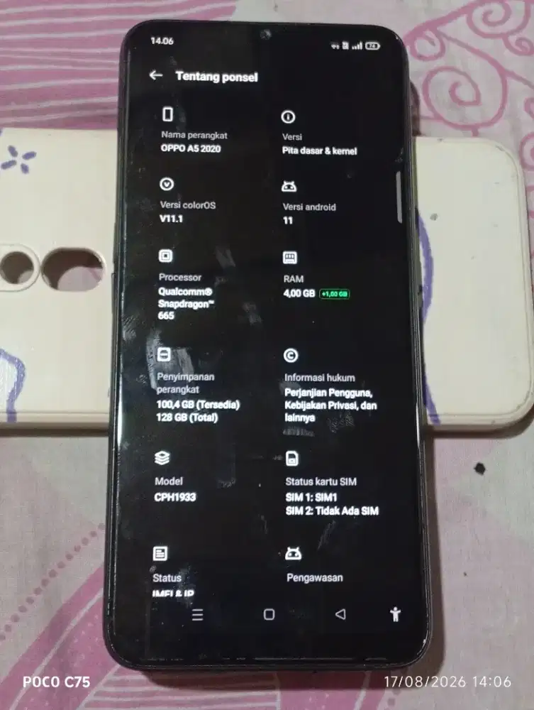 Oppo A5 2020 ram 4+1 Rom 128