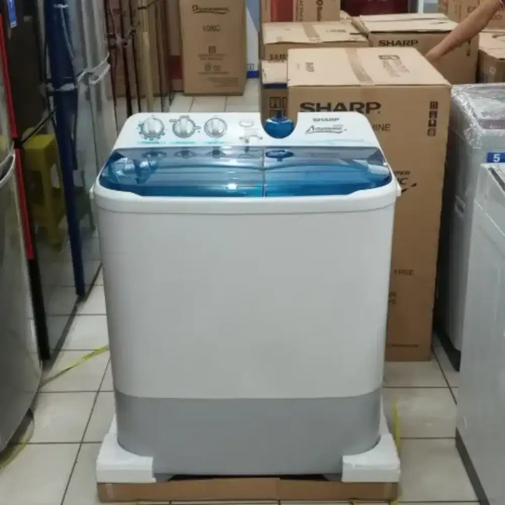 Bisa Cicilan.Sharp Mesin Cuci 2Tabung AQUAMAGIC ES-T95CR Kapasitas 9Kg