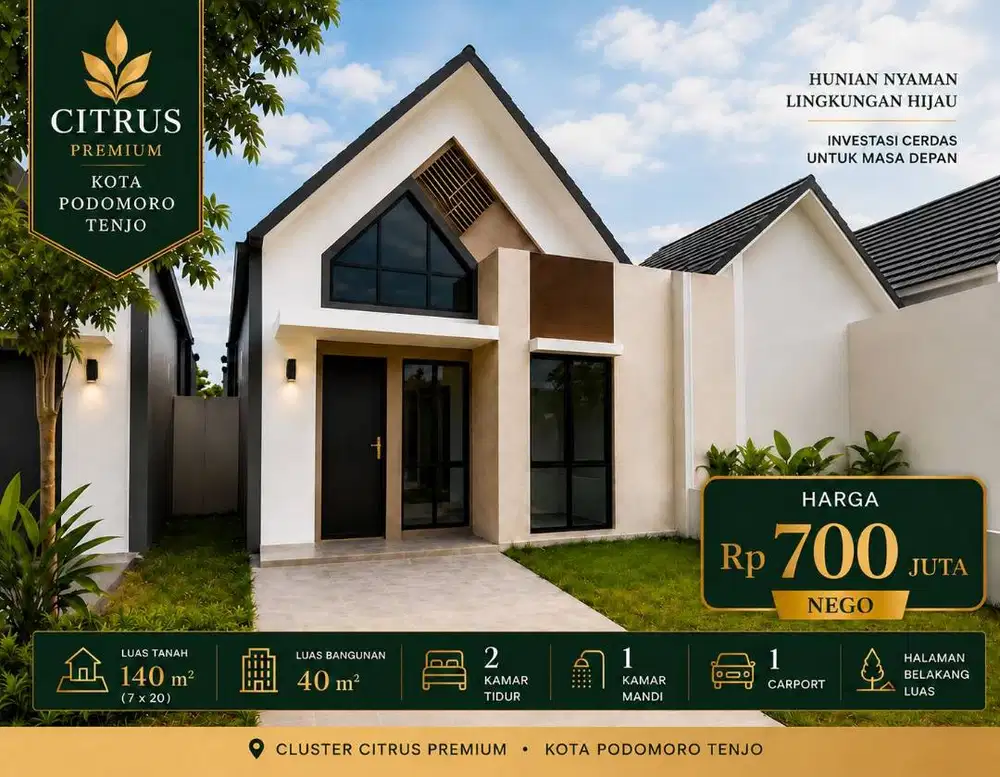 Rumah LT 140m Cluster Citrus Kota Podomoro Tenjo Siap Huni