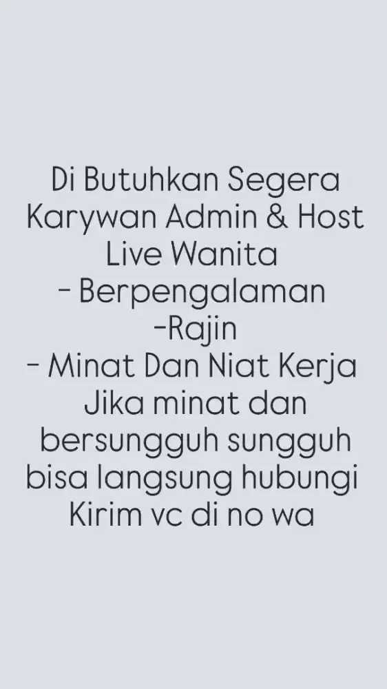 Di Butuhkan Segera