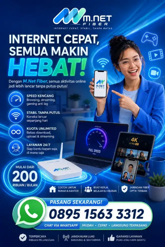 MNet Fiber – Internet Cepat & Unlimited Mulai 200 Ribuan