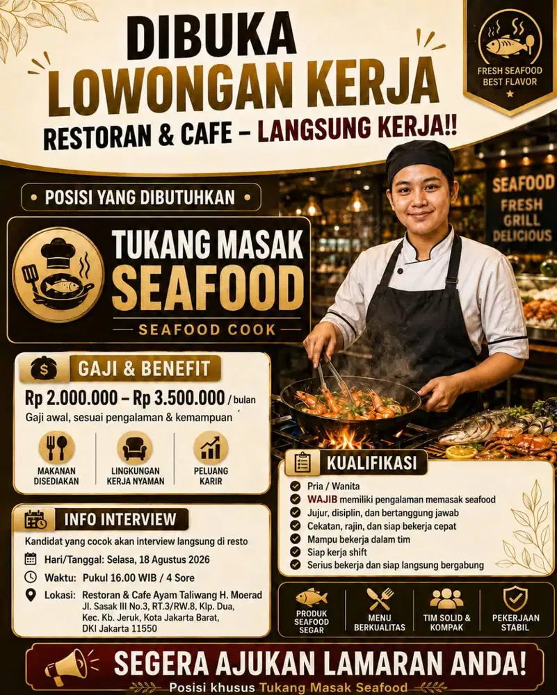 KOKI SEAFOOD RESTORAN & CAFE (Wajib Berpengalaman)