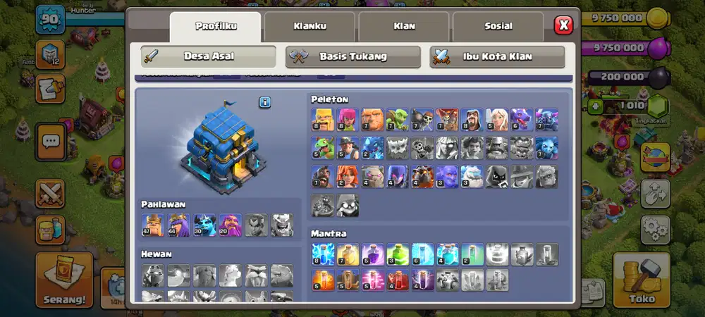 Th 11 semi max kecuali valkrie,Golem baru,mantra clone dan giant