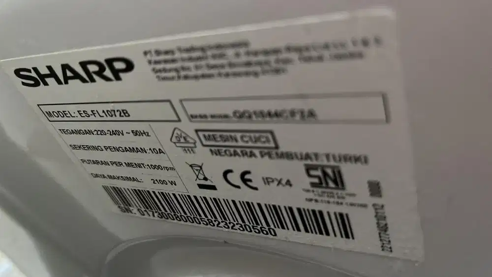 Mesin cuci sharp ES-FL 1072B