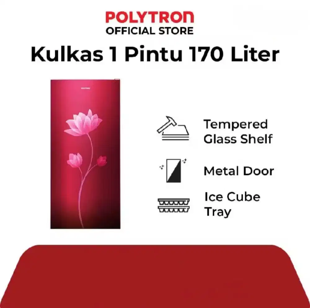 KULKAS 1 PINTU POLYTRON METALLIC SERIES PRB 179R