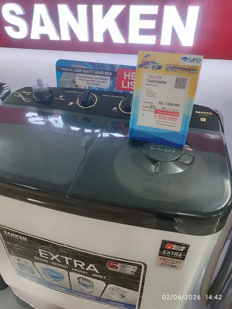 Sanken TW8900BK 8KG BISA KREDIT BUNGA RINGAN FREE DP