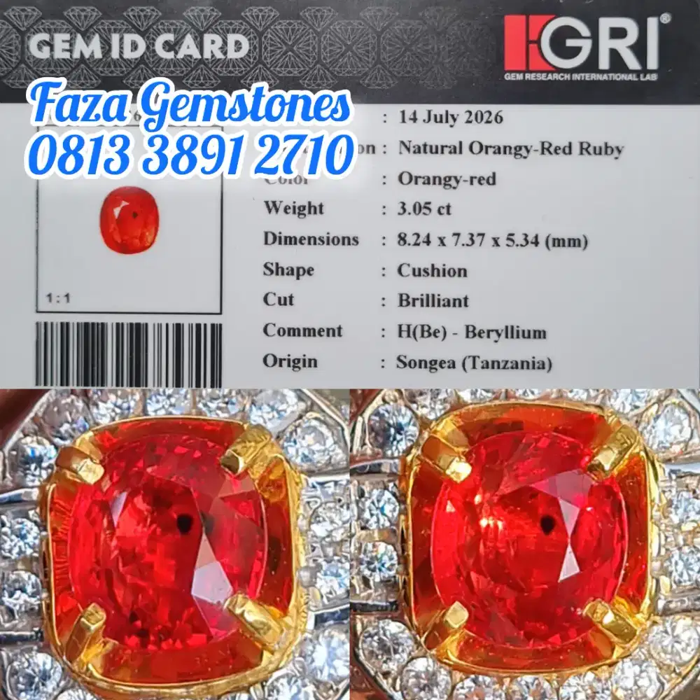 Rare Item, Orangy Red Ruby Songea, Luster Bara api