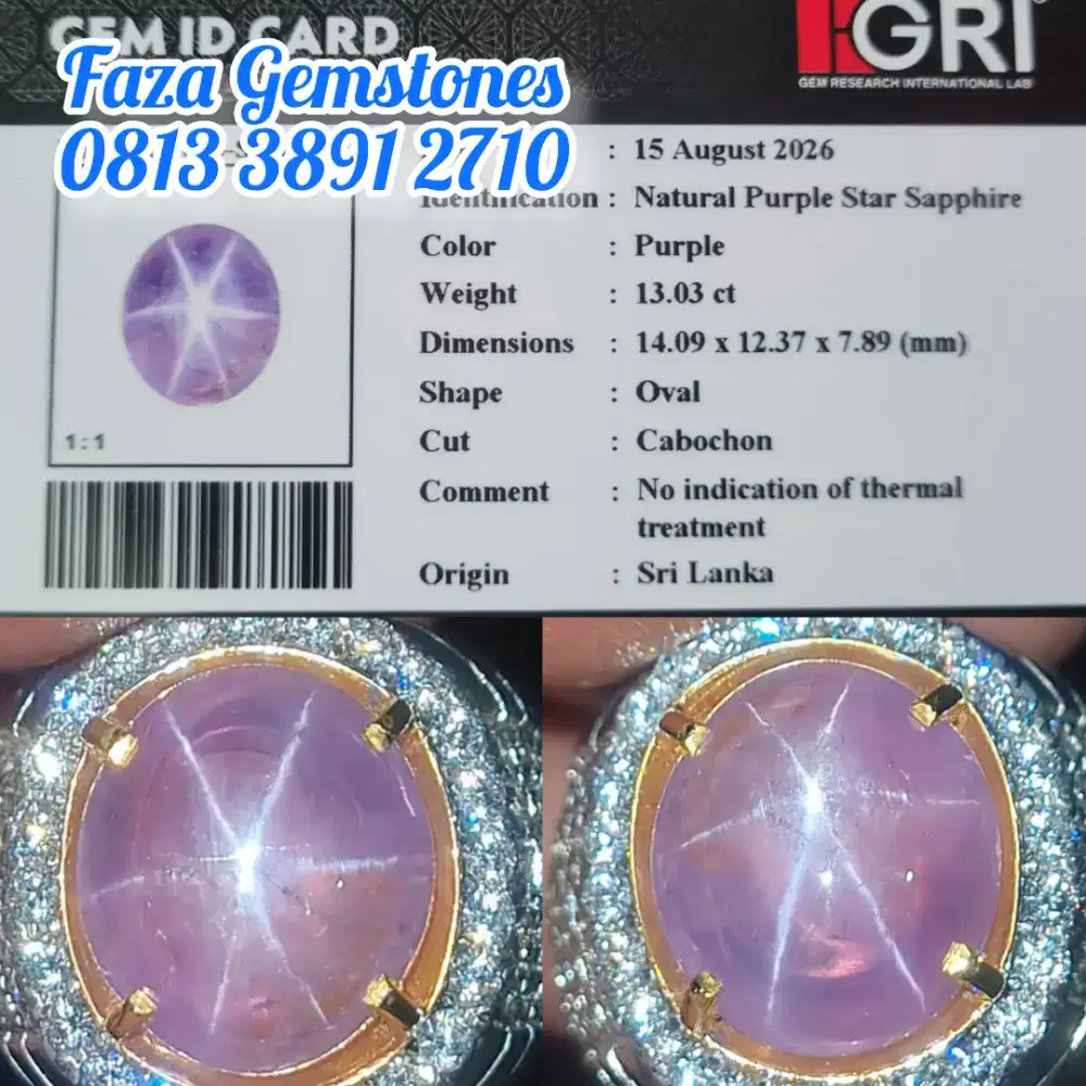 Big Size , Star Purple Sapphire Srilanka, Star Kenceng, Transparan
