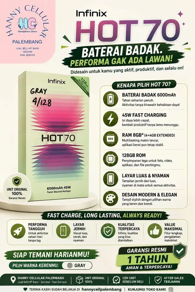 Infinix Hot 70 Baru Garansi Resmi