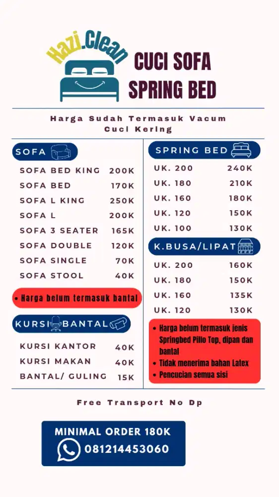 Cuci sofa springbed