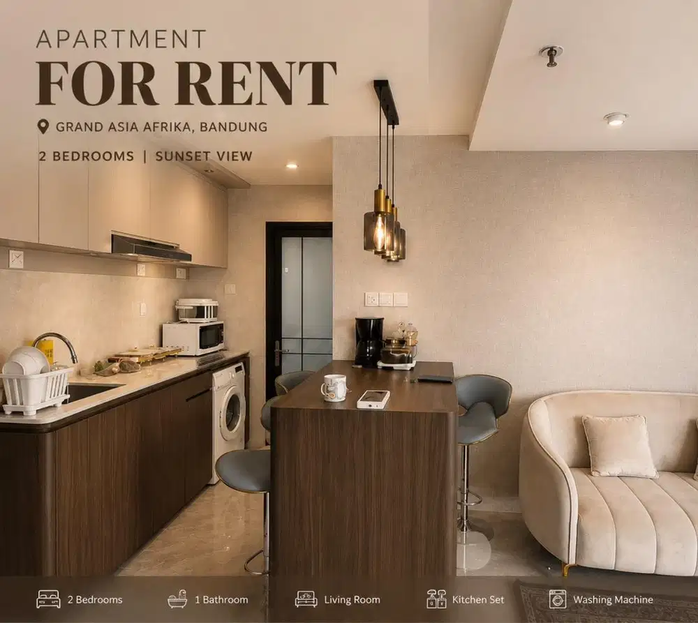 Disewakan tahunan comfort Apartment 2 kamar Grand Asia Afrika