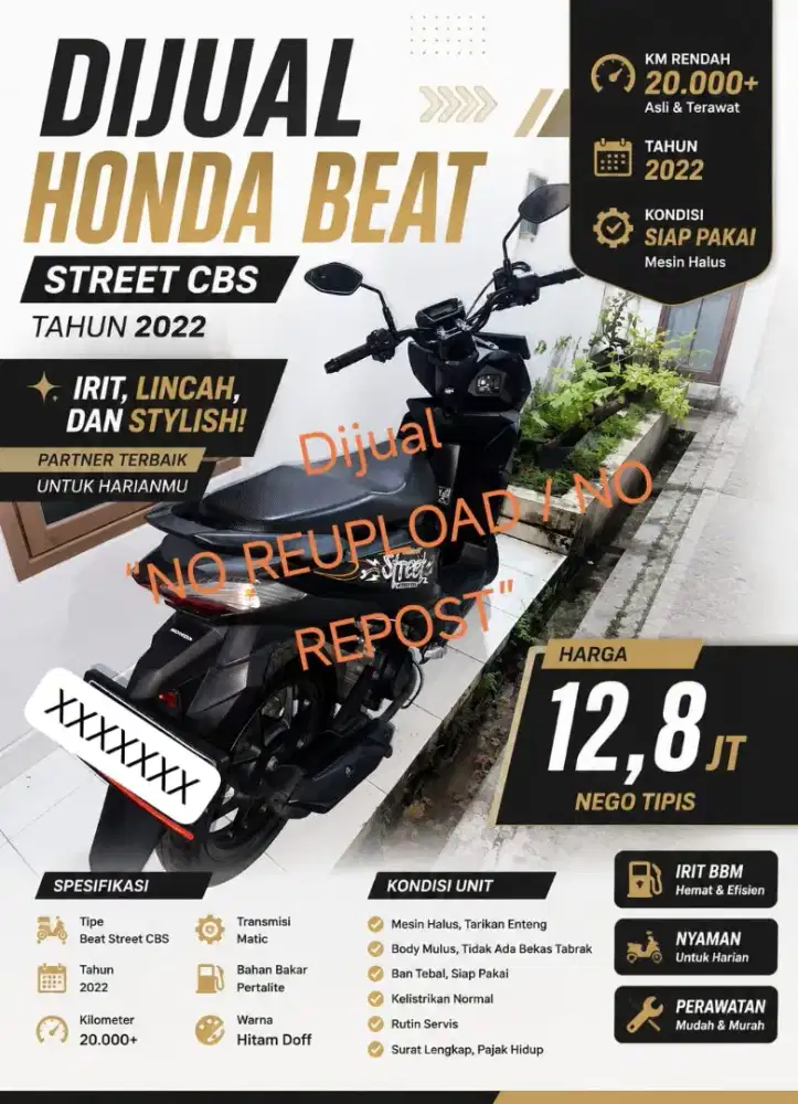 Honda Beat Street CBS 2022 – KM 20 Ribuan, Terawat