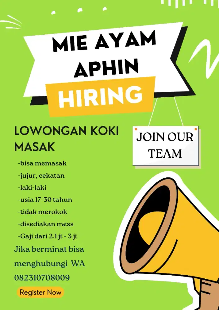 LOWONGAN WAITER DAN KOKI
