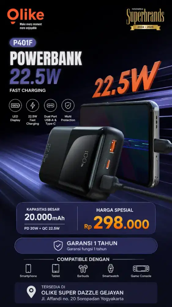 Powerbank Olike P401F 20.rb mAh Fast