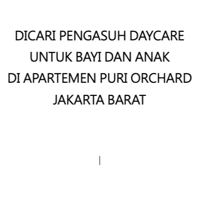 PENGASUH ANAK DAYCARE