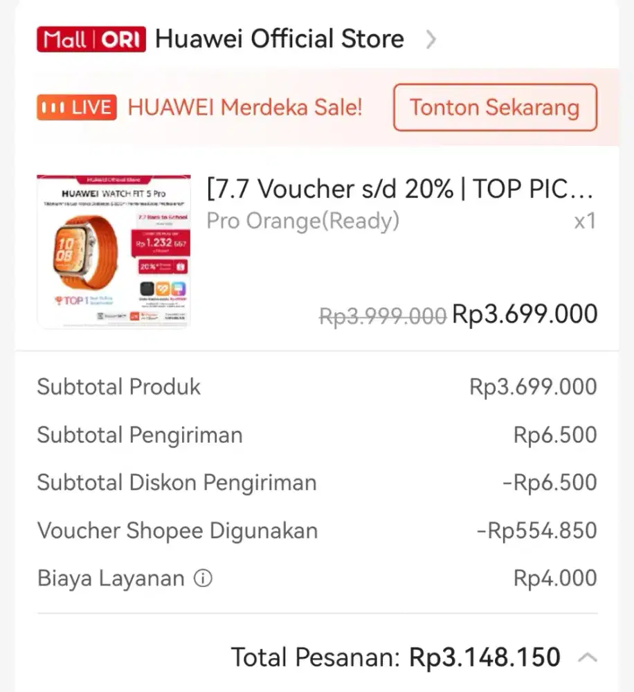 Huawei Watch Fit 5 Pro Kondisi Super Mulus