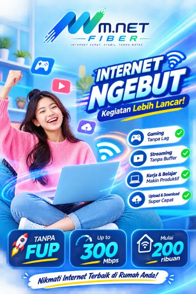 WIFI INTERNET M NET FIBER GRATIS DEPOSIT DAN BIAYA PEMASANGAN