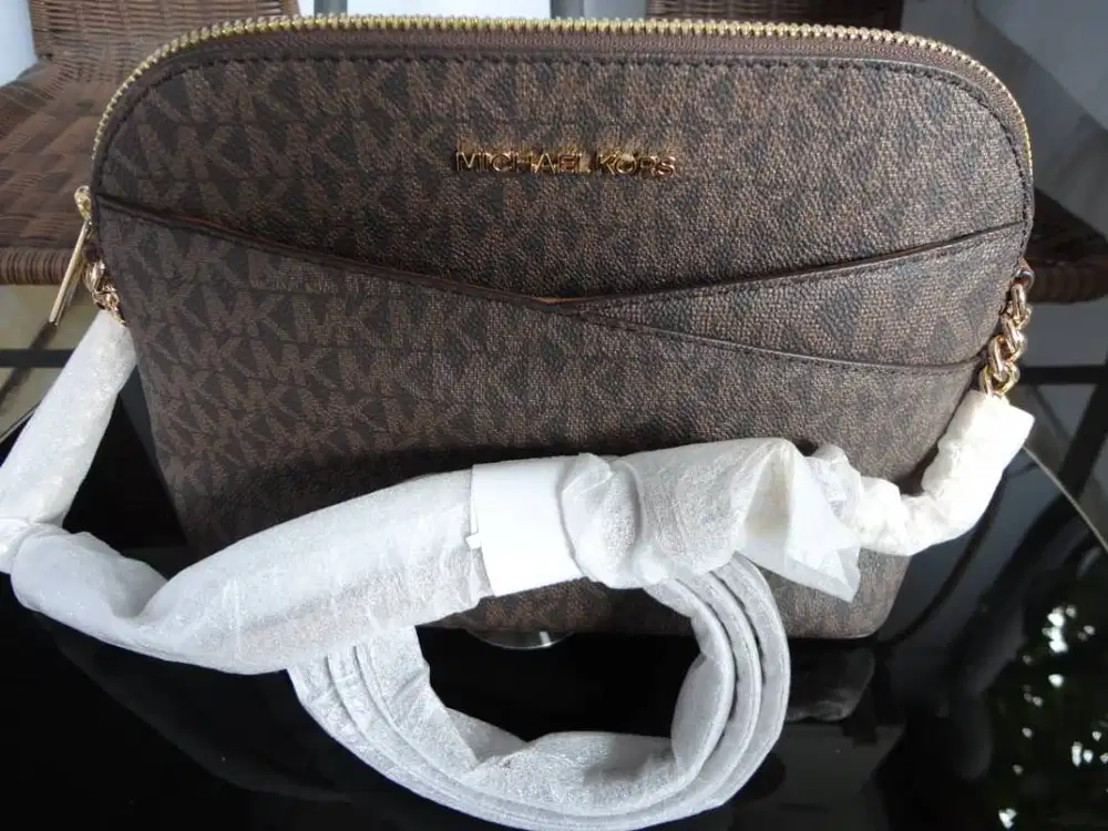 Michael Kors Ket Set Dome Crossbody Brown New