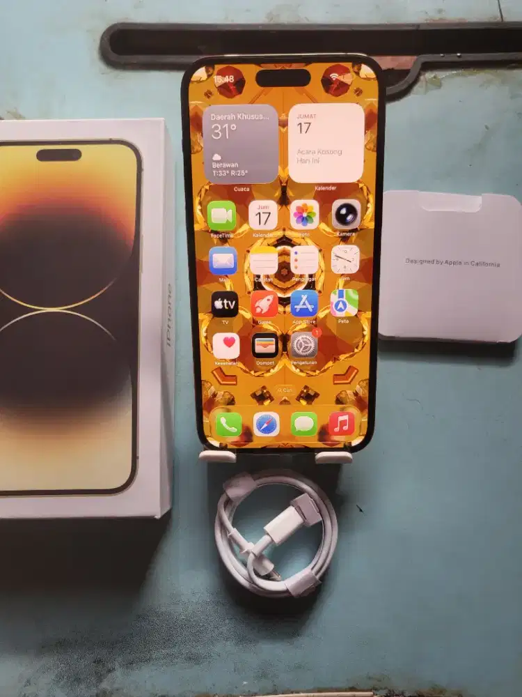 Iphone 14 pro 128gb gold inter all operator fullset mulus no minus