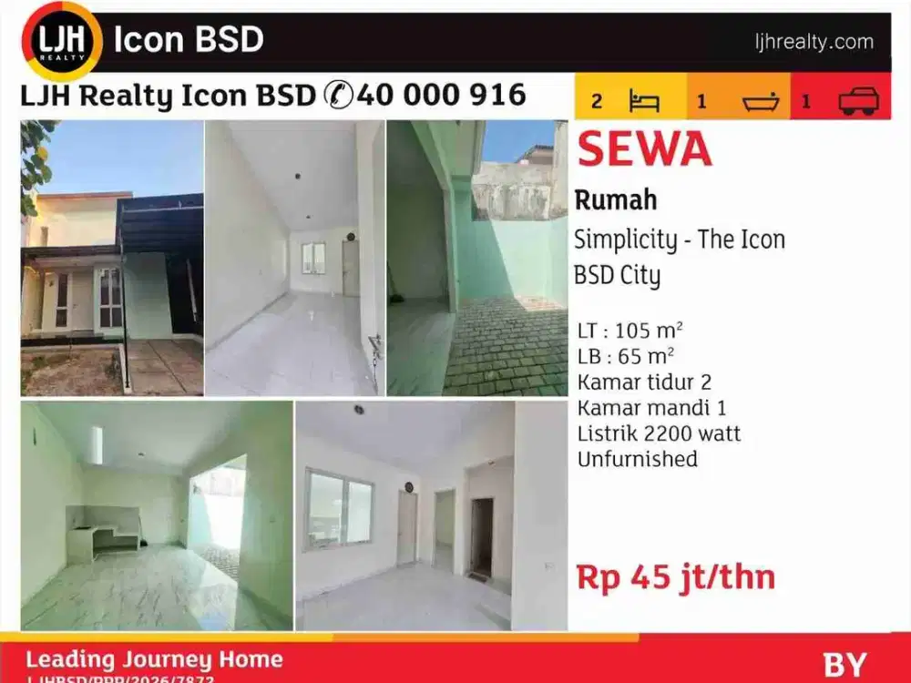 Disewakan Rumah Simpilicity The Icon BSD City