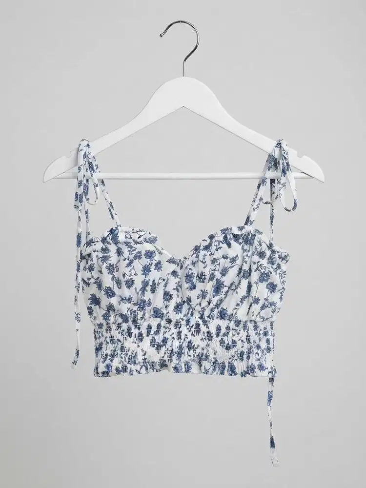 H&M Floral Smocked Croptop